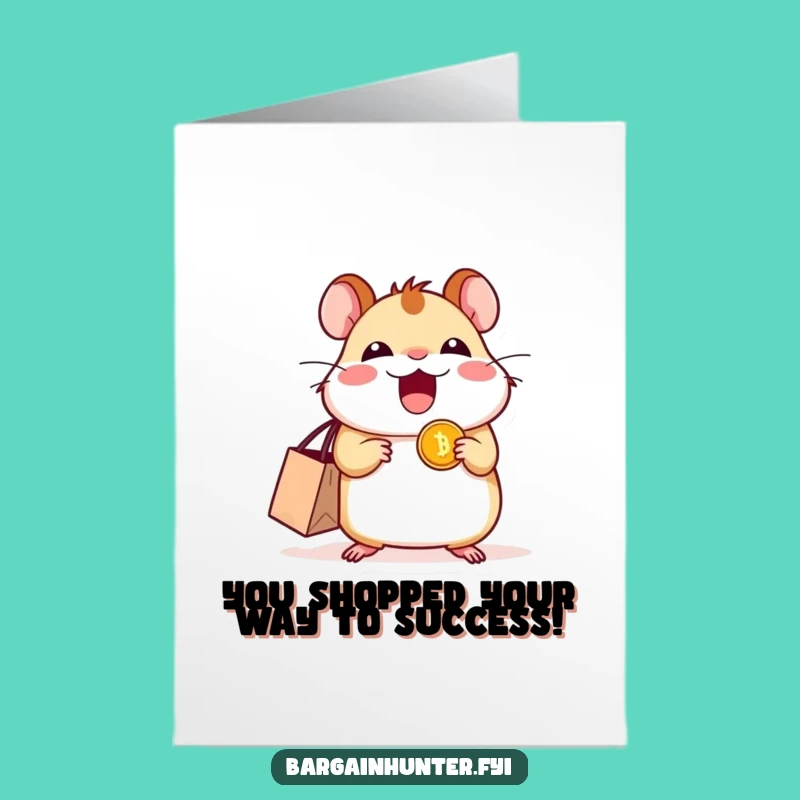 Free Printable Congrats Card: Hamster's Winning Coin - Downloadable Celebration