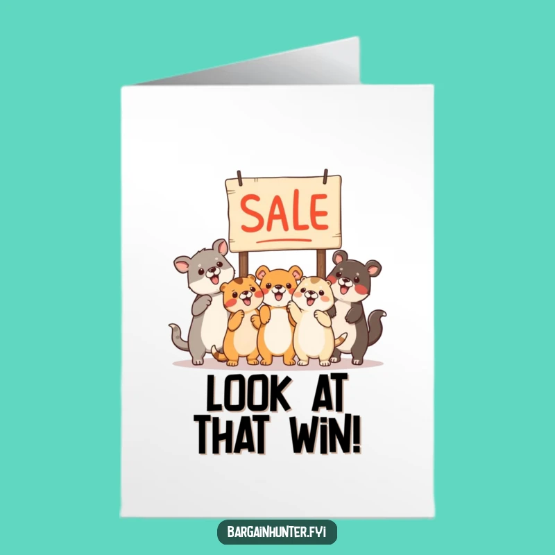 Free Printable Congratulations Card: Animals Excited By Sale, Funny Downloadable
