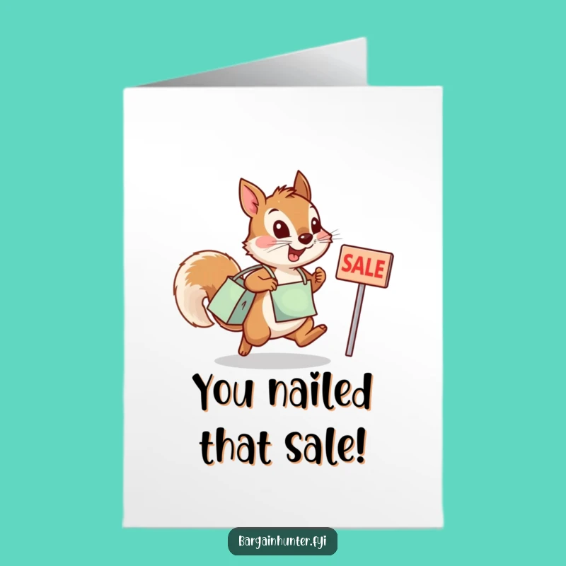 Free Printable Squirrel Congrats Card - Funny Shopping Success Downloadable Gift!