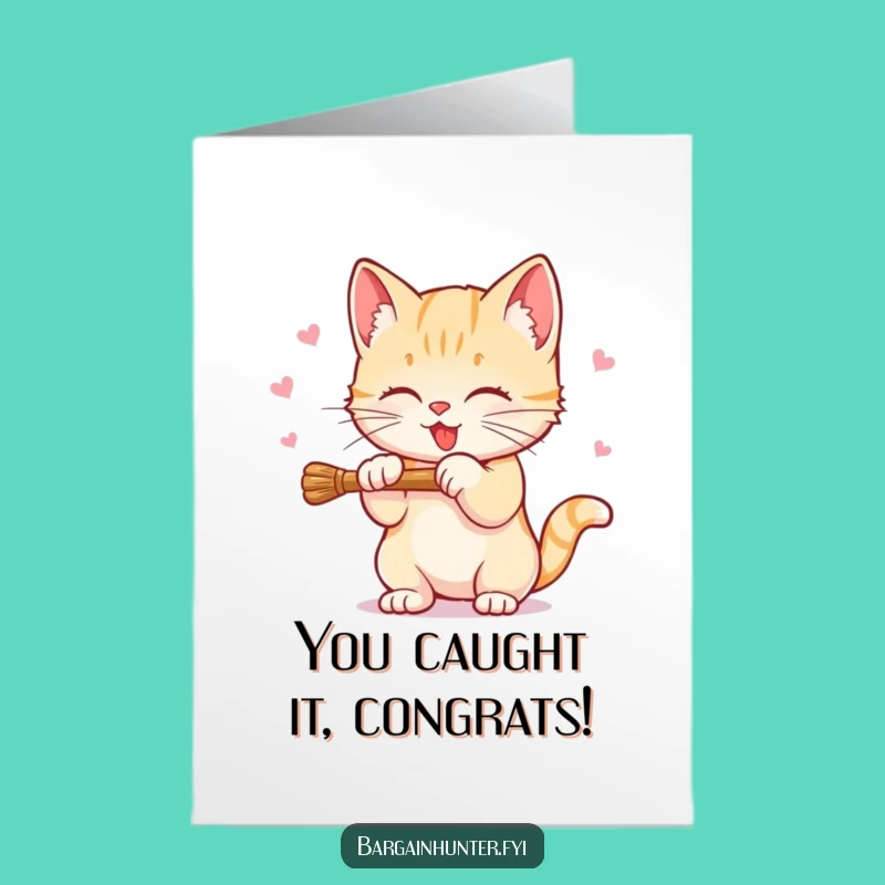 Free Printable Congrats Card: Kitten Discount Hunter, Downloadable Deal Gift!
