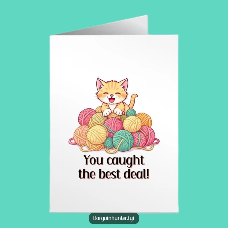 Free Printable Kitten Yarn Card - Funny Success Downloadable Gift for Crafters!
