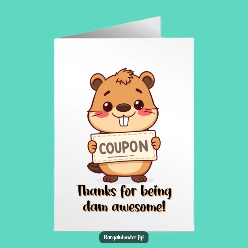 Free Printable Beaver Thank You Card: Coupon Grin Downloadable Gratitude!
