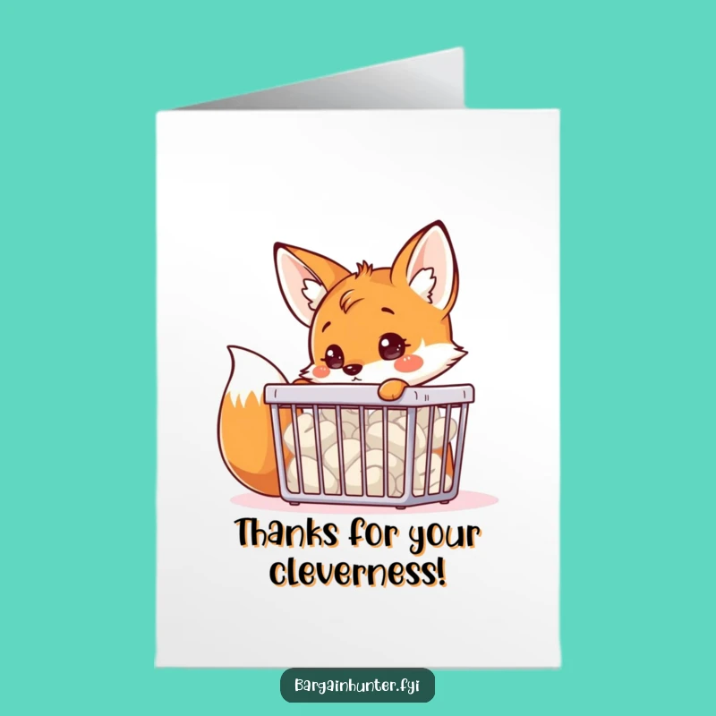 Free Printable Fox Thank You Card: Funny Bargain Hunter for a Grateful Downloadable Gift