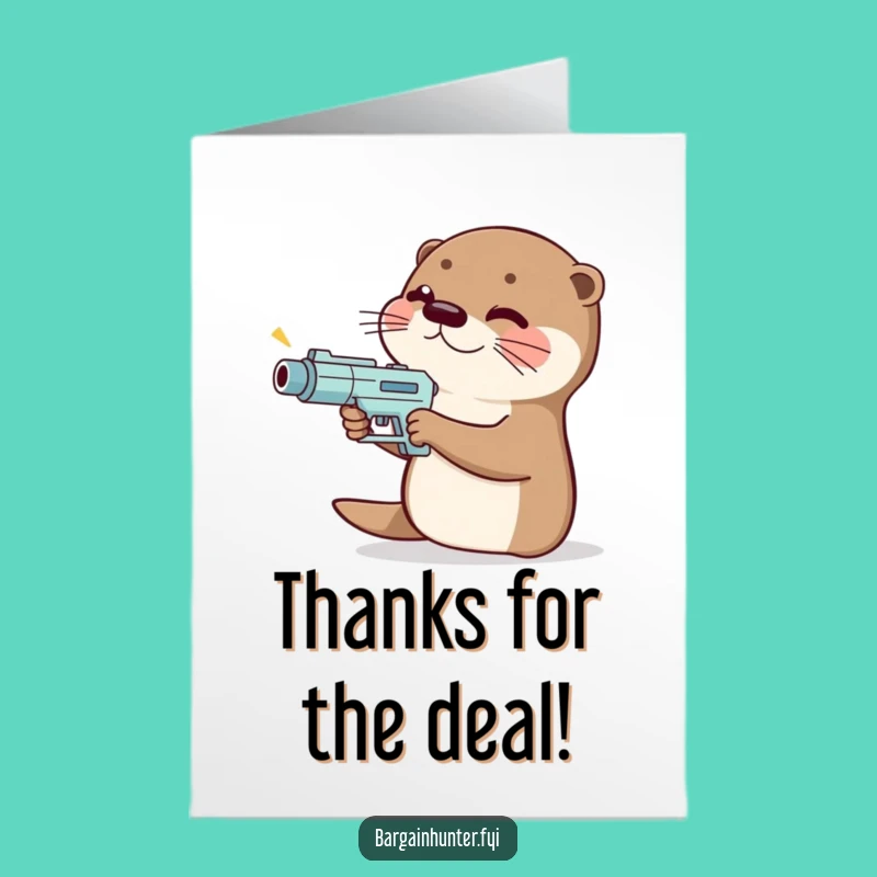 Free Printable Otter Price Gun Thank You Card: Funny Downloadable Gift of Thanks