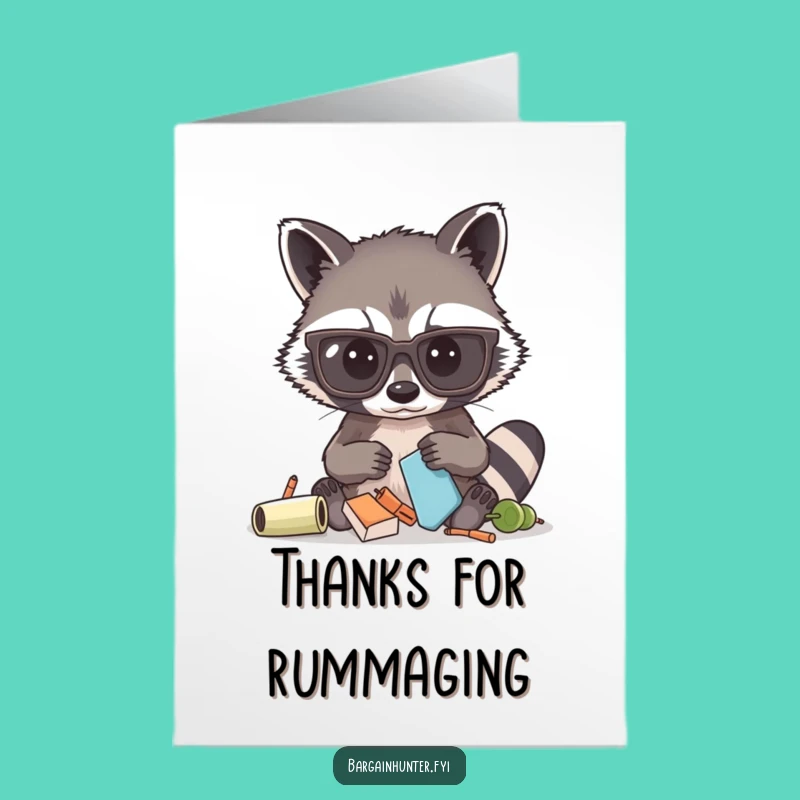 Free Printable Thank You Card: Raccoon's Generous Sift - Humorous Downloadable Gift