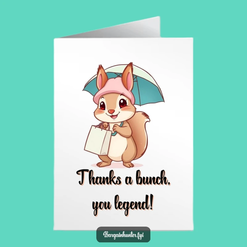 Free Printable Thank You Card: Squirrel Shopper - Humorous Downloadable Gift of Gratitude