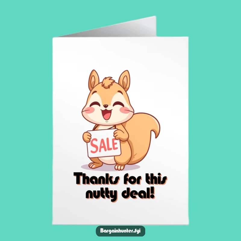 Funny Squirrel Thank You Card: Sale Tag Gratitude Free Printable Downloadable Gift
