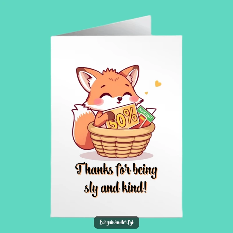 Free Printable Thank You Card: Fox's Discount Grab Funny Card