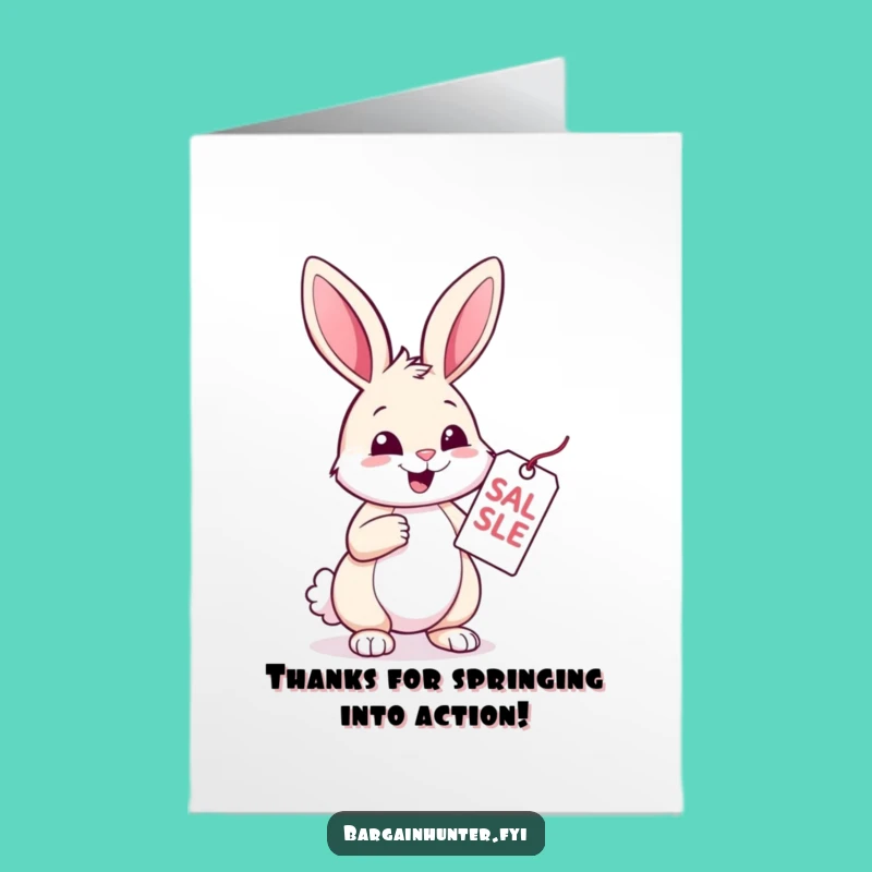 Free Printable Thank You Card: Rabbit's Joy Over a Bargain Funny Card