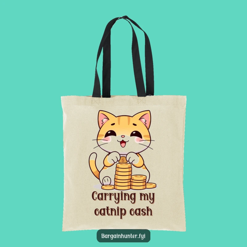 Funny Cat Counting Coins Tote Bag: Carry Your Fortune in Style