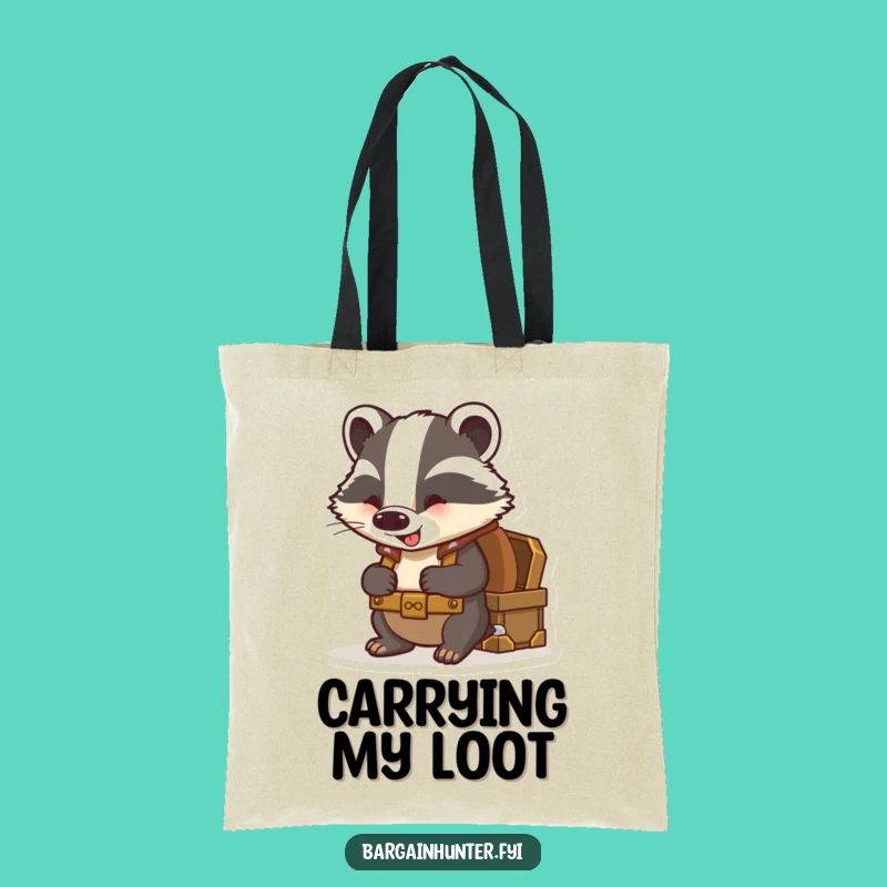 Funny Badger Treasure Tote Bag - Humorous Gift for Adventurous Shoppers