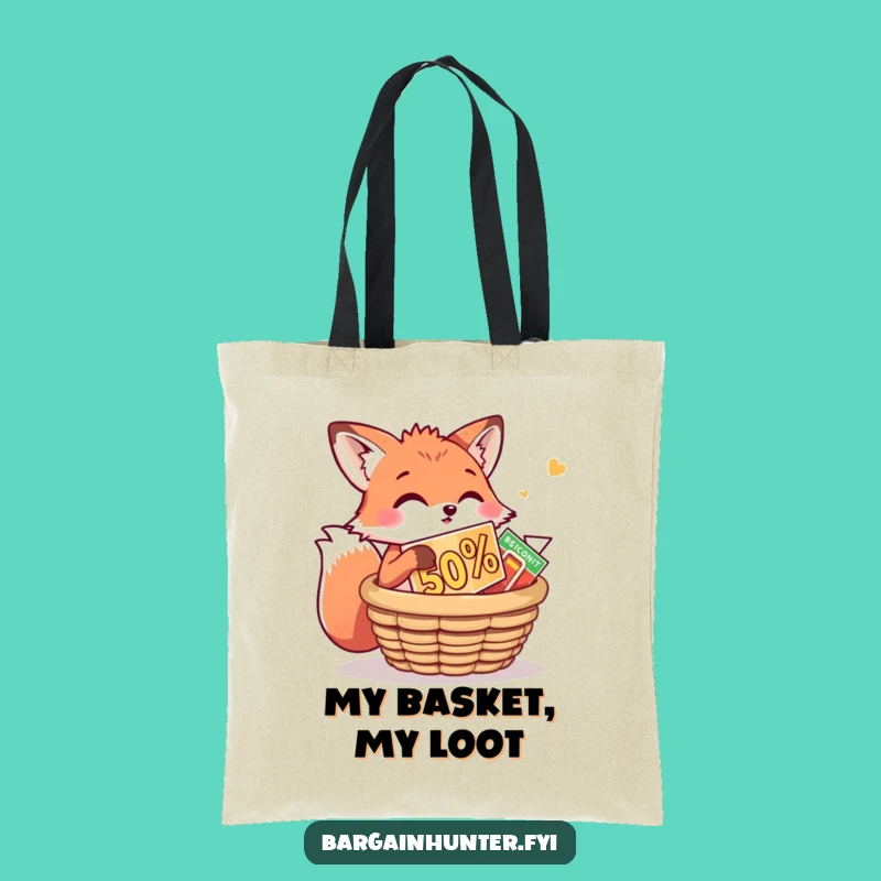 Funny Fox Tote Bag: Playful Discount Grabber, Perfect Gift for Shoppers