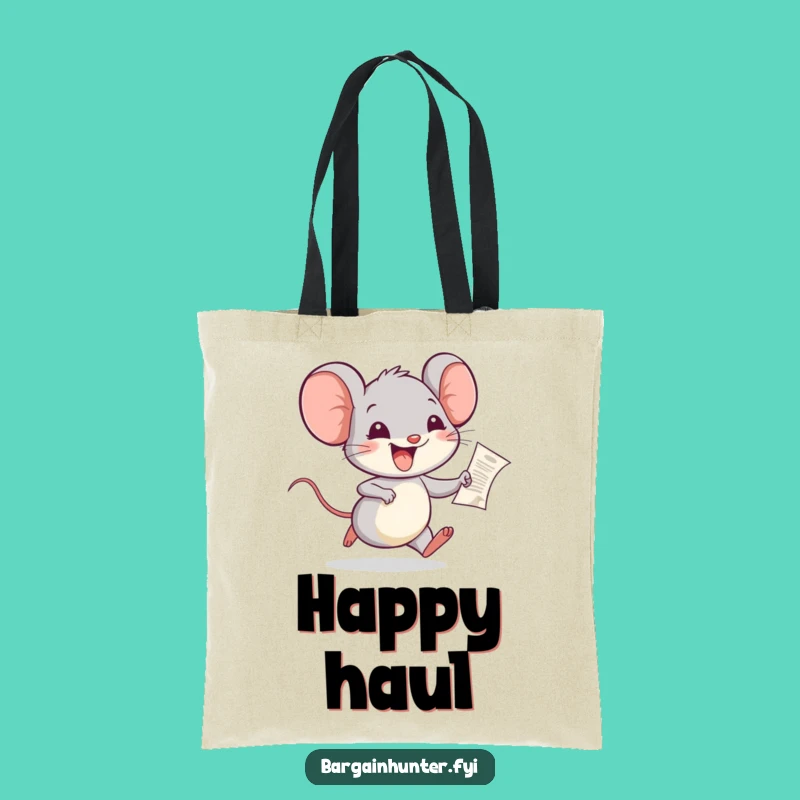 Funny Joyful Mouse Receipt Tote Bag: Carry Your Finds with Humorous Delight!