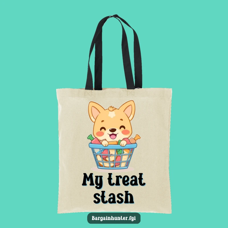 Funny Dog Treat Haul Tote Bag: Smiling Pup Basket - Shopping Companion
